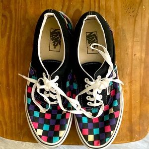 Vintage multi-color checkerboard Vans